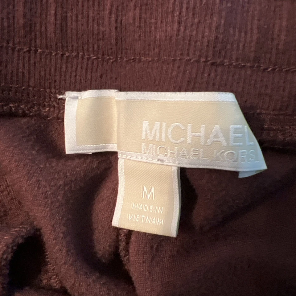 Women’s Michael Kors Velour Dark Ruby Capri Pants Size Medium Wide Leg  - Image 4 of 4