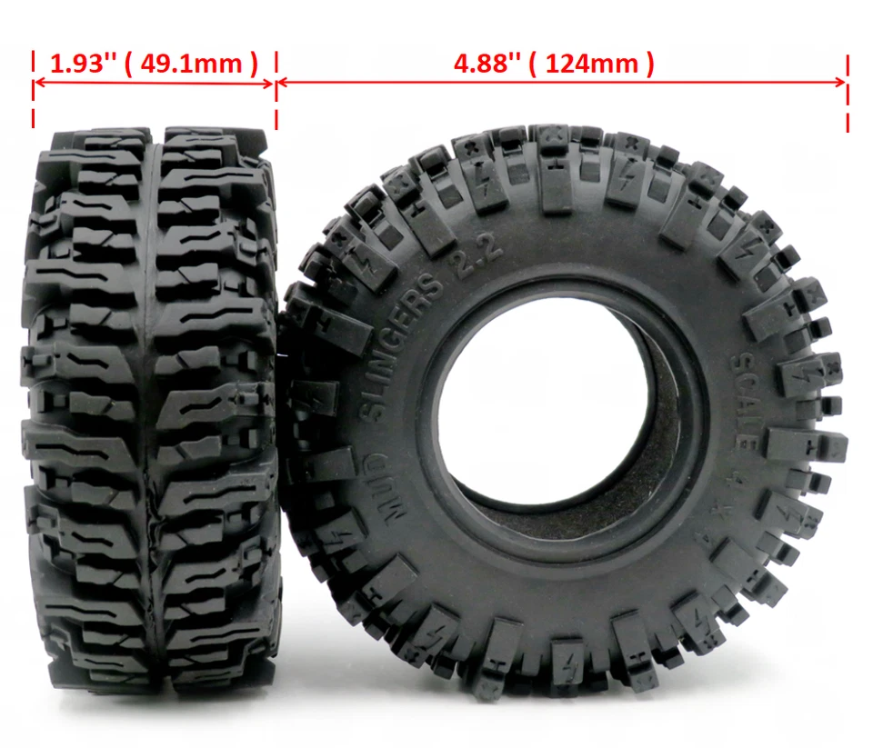 4Stk RC 2.2'' Mud Slingers Reifen Tire 124mm für RC Crawler Truck - Bild 2 von 4