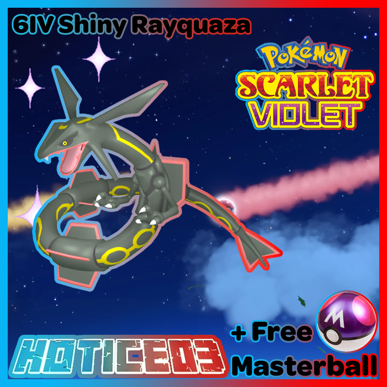 Pokemon Scarlet and Violet Shiny Rayquaza 6IV-EV Trained – Pokemon4Ever