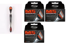 Personna M5 Magnum 5 Blade Premium Cartridge System 12Pk +1 Premium Metal Handle