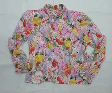 Vintage Anna Kriste Petites Colorful Blouse Turtleneck Mock Neck Sz 10 S Xs