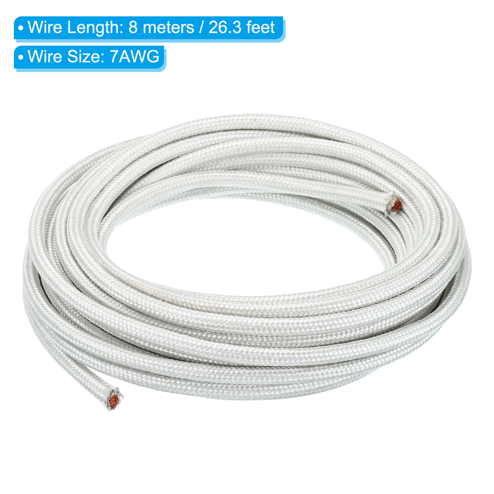 26.2Ft 7AWG 60350 Degree Celsius High Temperature Wire White eNotary