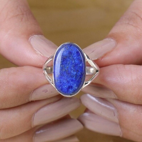 Bague Lapis Lazuli Naturelle XL - Lideva Paris - Plaqué Argent - Taille Ajustable - Neuf Avec étiquettes