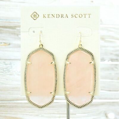 NWOT Kendra Scott Danielle Rose Quartz Drop earring Gold Tone