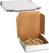 MT Products White Cookie Boxes - 9" x 9" x 3" Bakery Boxes No-Window Pack of 15