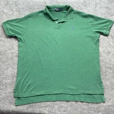 Polo Ralph Lauren Polo Shirt Men L Green Solid Soft Classic Fit Purple Pony