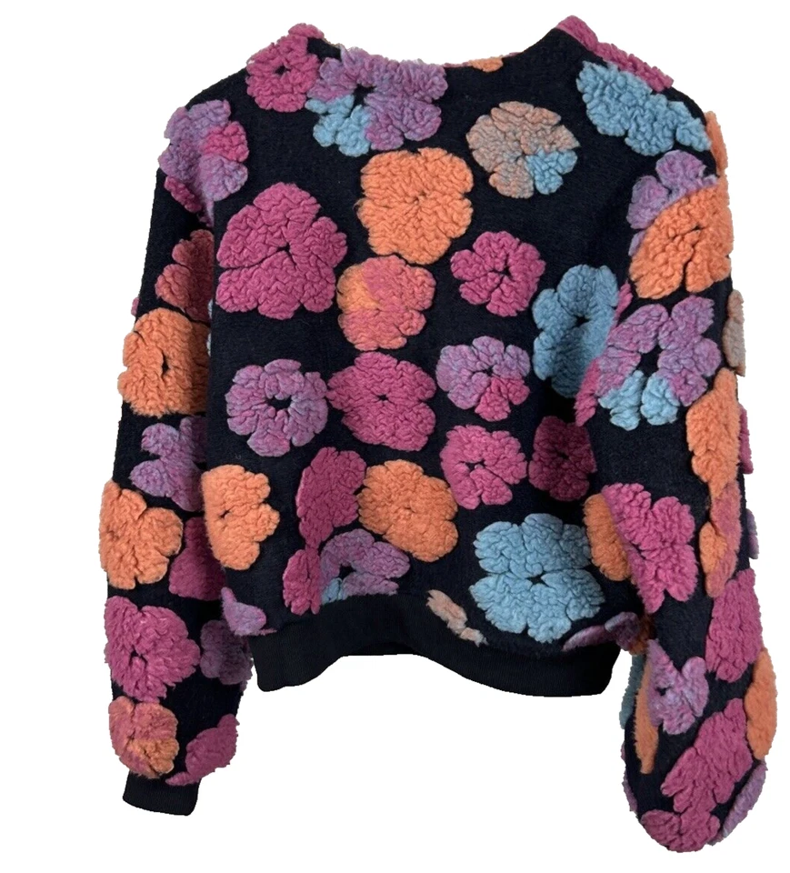 Chaqueta Floral Polagram Texturizada Polar Pequeña Mujer Bombardero Colorida Foto 3 de 4