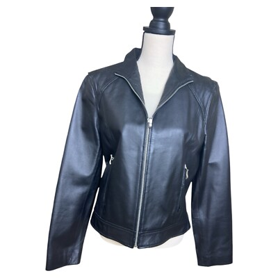Austin Clothing Co Women s XL Black Leather Moto Jacket Zippered NWOT