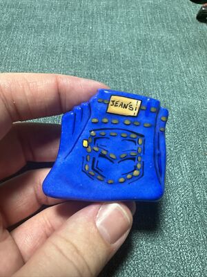 Vintage Limoges Peint Main Blue Jeans Trinket Box