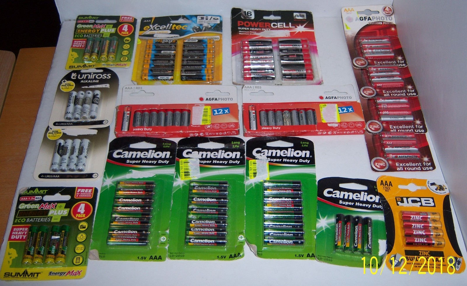Piles neuves AAA 6F22 C R14 D R20 lot de 52 plaques de batteries alcalines 1.5V et 3V