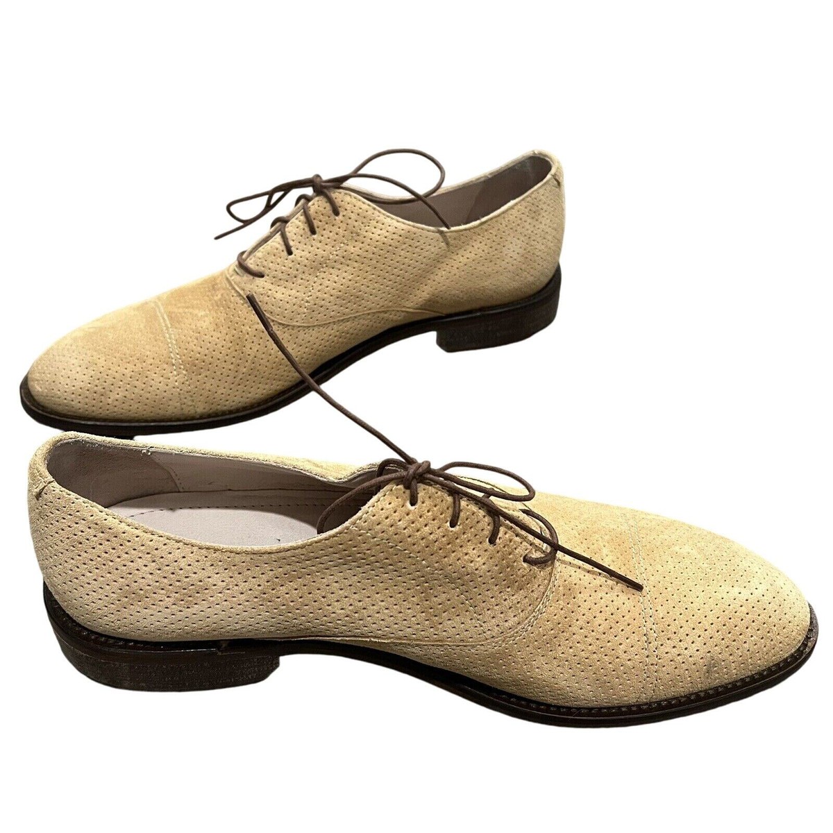 Classic Tan Paul Fredrick’s Men\'s Shoes Paul Fredrick Dress Shoes Tan Suede Leather with Laces 9.5M  main image 2