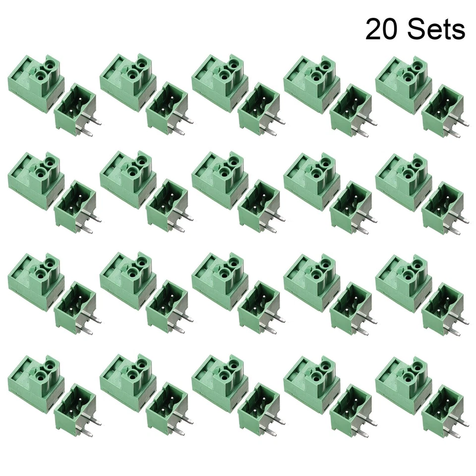 20 Set 2 Pin 5.08mm Pitch Right Angle PCB Screw Terminal Block Connector - Image 2 of 4