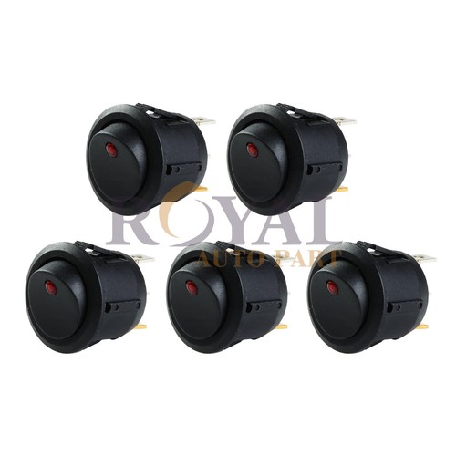 (5) Round On-Off Toggle Switch with Red L.E.D. Light 3 Prong 12v ...