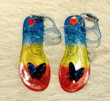 Betsey Johnson Women's Rainbow Multicolor Sequin Butterfly Jelly Sandals US6