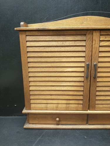 Vintage Wood Spice Rack Cabinet 17 Glass Bottles Herb Apothecary Jars Drawers - Picture 10 of 18