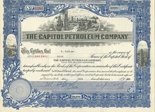 COLORADO  Capital Petroleum Co. Stock Certificate 1922, Rocky Mountain Bank Note
