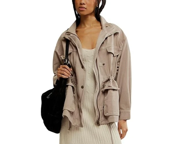 Free People We The Free Arya Utility Jacket Cashmere XL 12 Women Oversized 46354