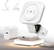 5-In-1 Magnetic Wireless Charging Stand for Apple Magsafe Charger with Night Lig