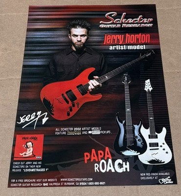 Jerry Horton of Papa Roach - Schecter Guitar Research - 2002 Print Ad