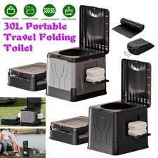 Image of 30L Mobile Toilet Portable Travel Camping Toilet with Roll Trash & Storage Bags