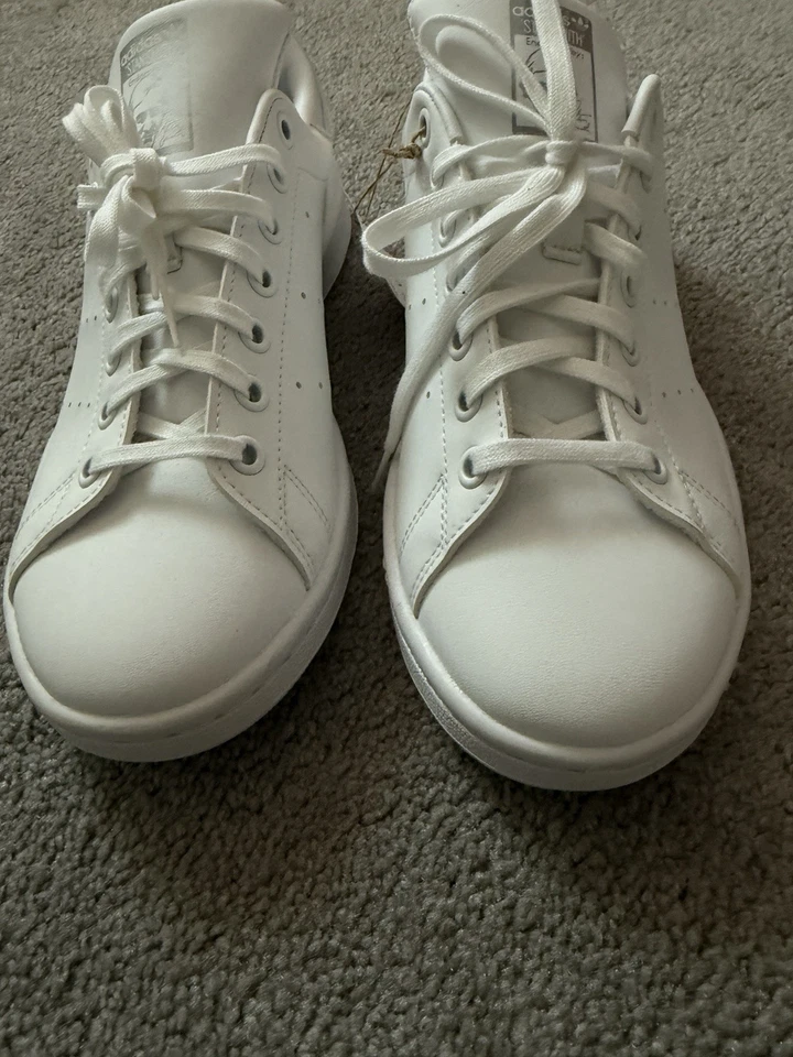 Adidas Niñas Stan Smith Blanco/Plateado Metálico Tenis Talla 7 Nuevo Foto 3 de 4
