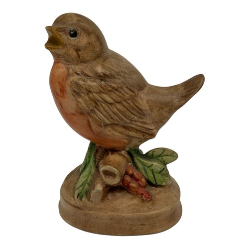 Vintage Beautiful Ceramic Robin Bird On Tree Stump Figurine Hand Painted 3” Tall - Picture 11 of 14