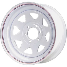 Premium Service 15x6 6 on 5.5 Spoked Steel Trailer Wheel - White with Pin...