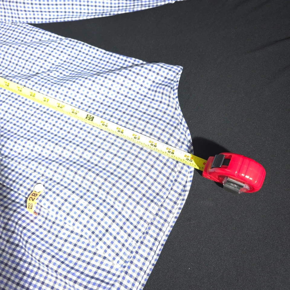 Camisa social masculina manga longa azul Gingham luxo slim fit 15,5 designer JM Lewin - Imagem 3 de 4