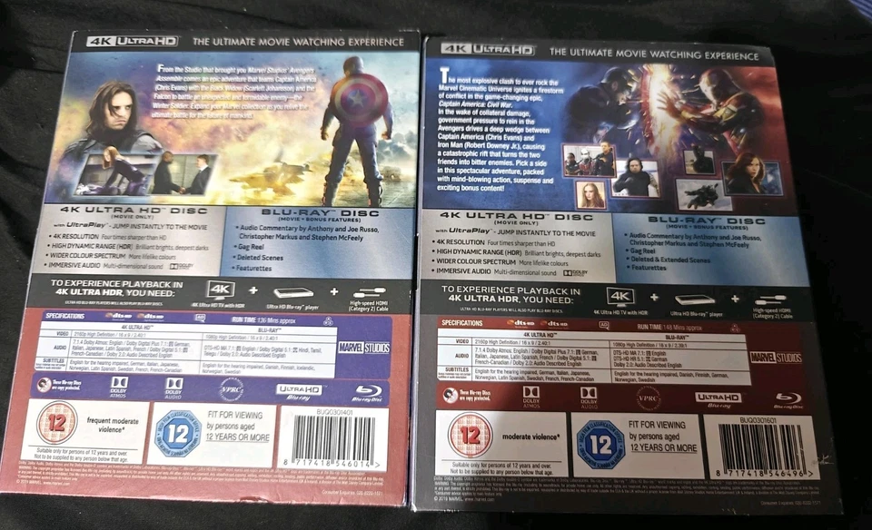 Captain America Bluray 4K Winter Soldier / Civil War - Image 2 of 4