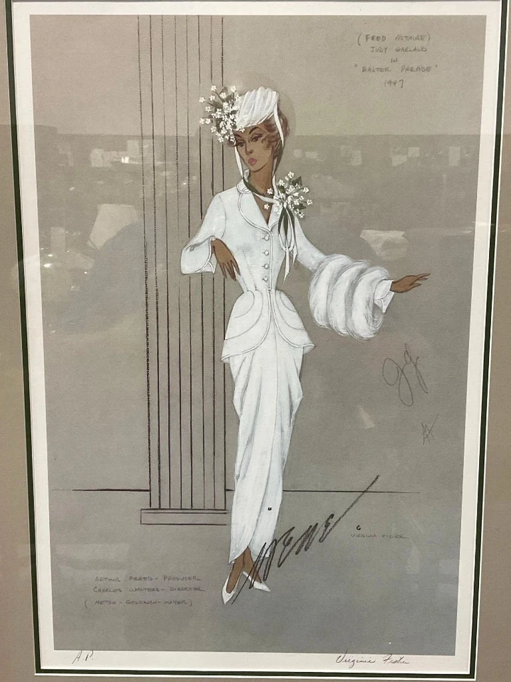 Virginia Fisher Dibujo Moda Ilustración AP Desfile de Pascua 1947 Judy Garland Foto 2 de 4