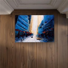 Begin Home Decor CODM1724EHZA5V 17 x 24 in. Blue Asymmetrical Street Door Mat...