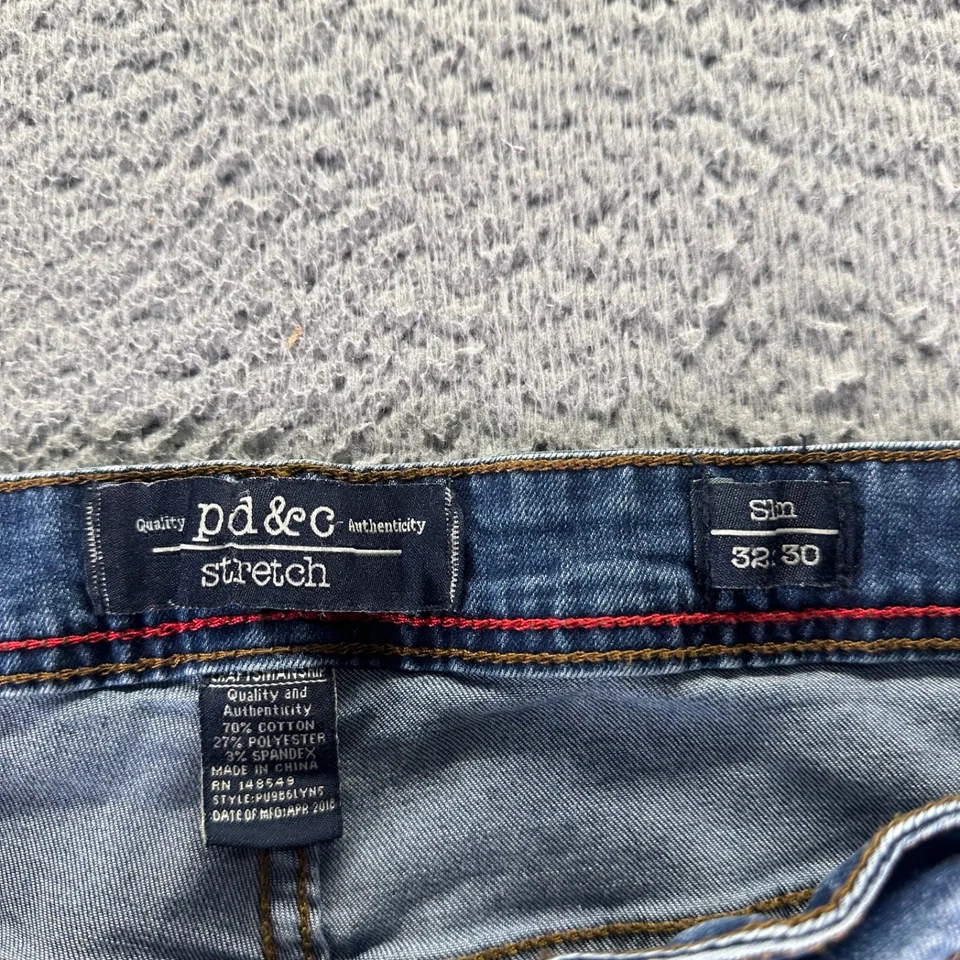 PD&C Jeans Mens 32x30 Blue Dark Wash Cotton Stretch Slim Fit Denim - Image 3 of 4