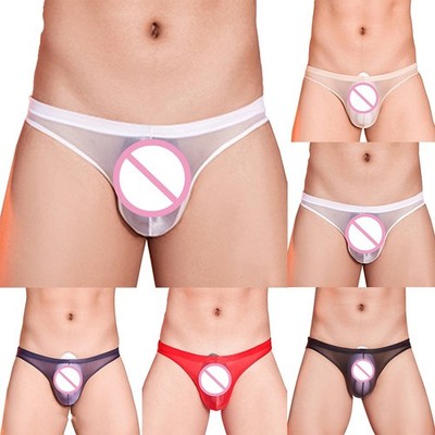 Unterwäsche Unterhose Nylon Transparent Herren Höschen Sexy Einfarbig.Netz Atmungsaktiv