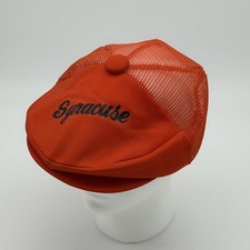 Vintage Syracuse Newsboy Snapback Hat Orange and Mesh Made in USA Missing Foam