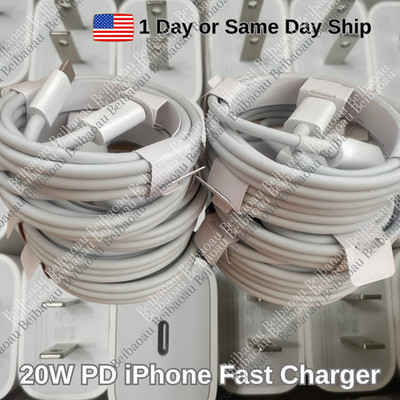 Fast Charger 20W For iPhone 17 16 15 14 13 12 11 Type USB-C Adapter PD Cable Lot