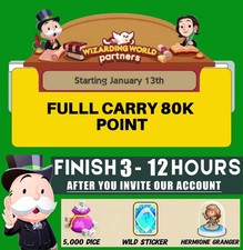 MONOPOLY GO WIZARDING WORLD PARTNERS EVENT   FULL CARRY SLOT 80K POINTS  35129