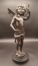 Bronze Cupido, signiert, Statue, Amor mit Bogen