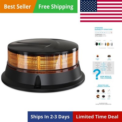 Amber Beacon Light 4.2Inch, Flashing Safety Warning Lights Permanent/Magnet M...