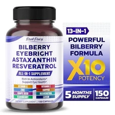 PEAKPURY All-in-1 Bilberry Eyebright Astaxanthin Elderberry Resveratrol - Rich -