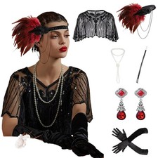 1920s Flapper Gatsby Accessories Set Fashion Roaring 20's Theme Set with Head