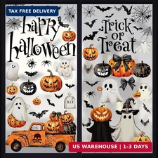 9 Sheets Halloween Decorations Window Clings, Scary Pumpkin Ghost Bats Spiders S