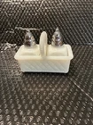 Vintage Imperial Milk Glass, Salt And Pepper Shakers In Basket