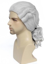 Judge Colonial Wig for Men Gray Funny Crazy Wigs Washington 8003-Light