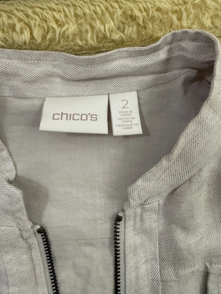 Chaqueta Blazer Mujer Chico’s Avena Crema Elegante Encaje Talla 2 2x Foto 4 de 4