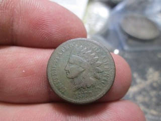1877 US INDIAN HEAD CENT IN VERY GOOD CONDITION WITH SOME POROSITY