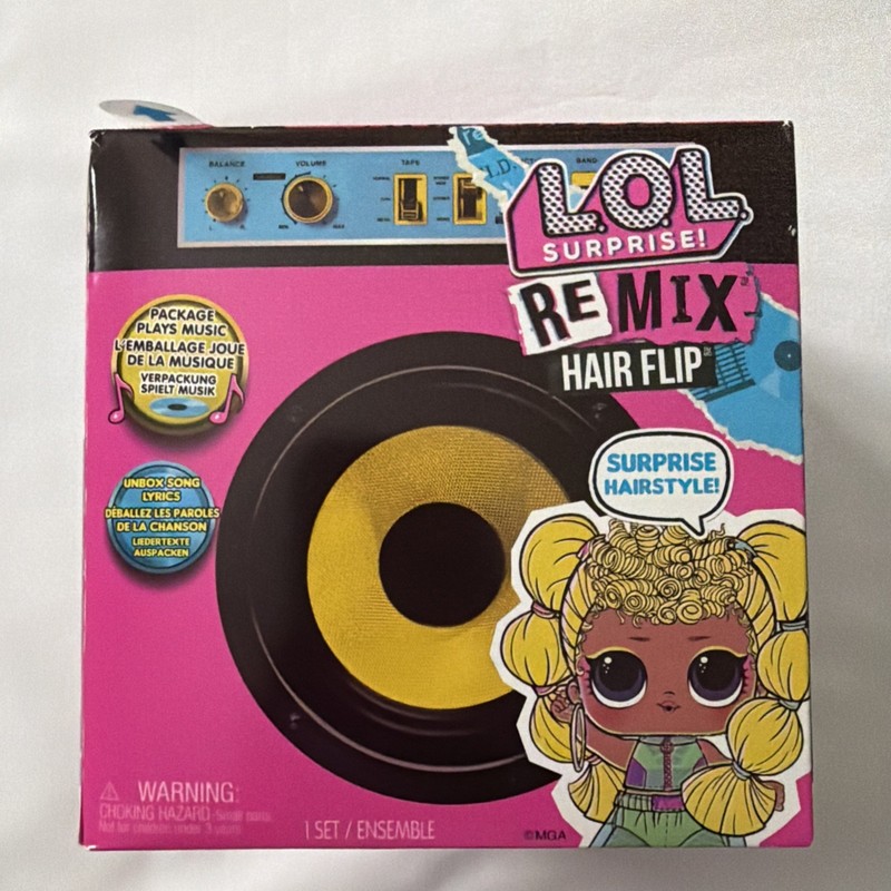 LOL Surprise! Remix Hair Flip Dolls, 15 Surprises - Multicolored Box Plays Music