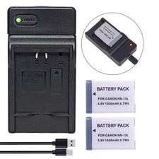 Confezione da 2 batterie + caricabatterie USB per Canon NB-13L NB-13LH CB-2LH CB-2LHE CB-2LHT