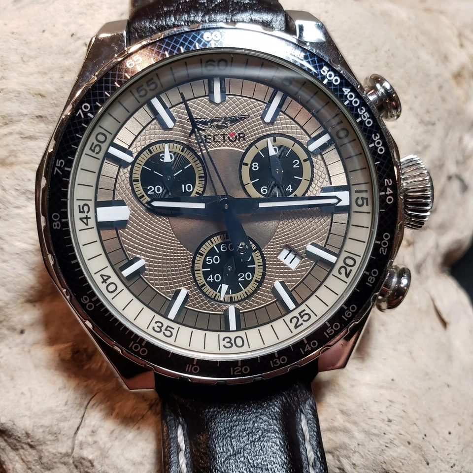 Sector No Limits 280 Chronograph Tachymeter 100M Italian Men's Watch Leather - Image 3 of 4
