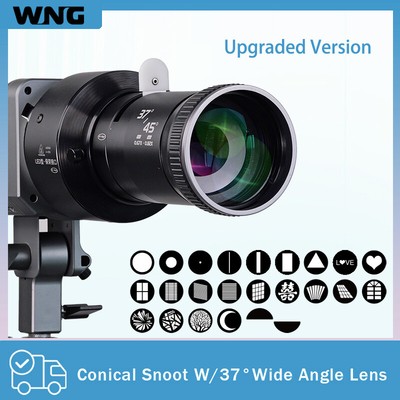 Optical Snoot Conical Condenser Snoot Bowens Mount With 24 Gobos Wide Angle Lens