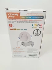 4 Pack Cloudy Bay 5 Color 4 inch Gimbal Down Light LED Recessed Light CR190
